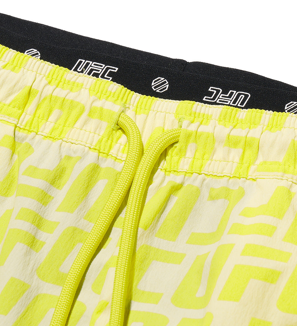 UFC Logo Monogram Relaxed-Fit Hybrid Shorts (W) Neon Yellow
