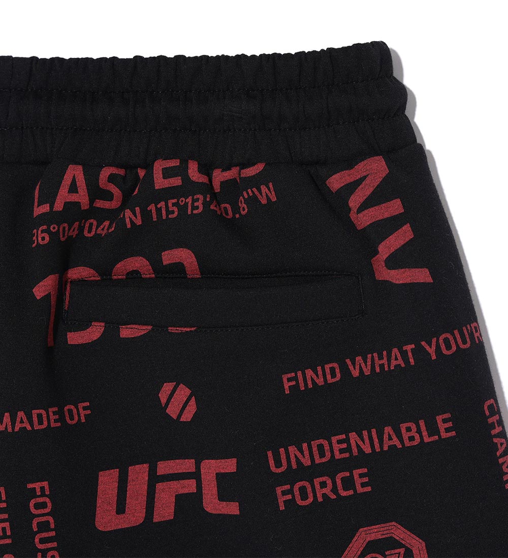 UFC Lettering Pattern Shorts, Black