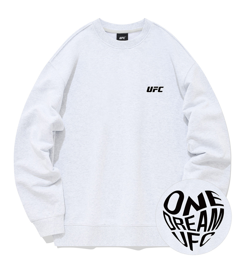 UFC Heart Relax Fit Crewneck Sweatshirt, White/Gray