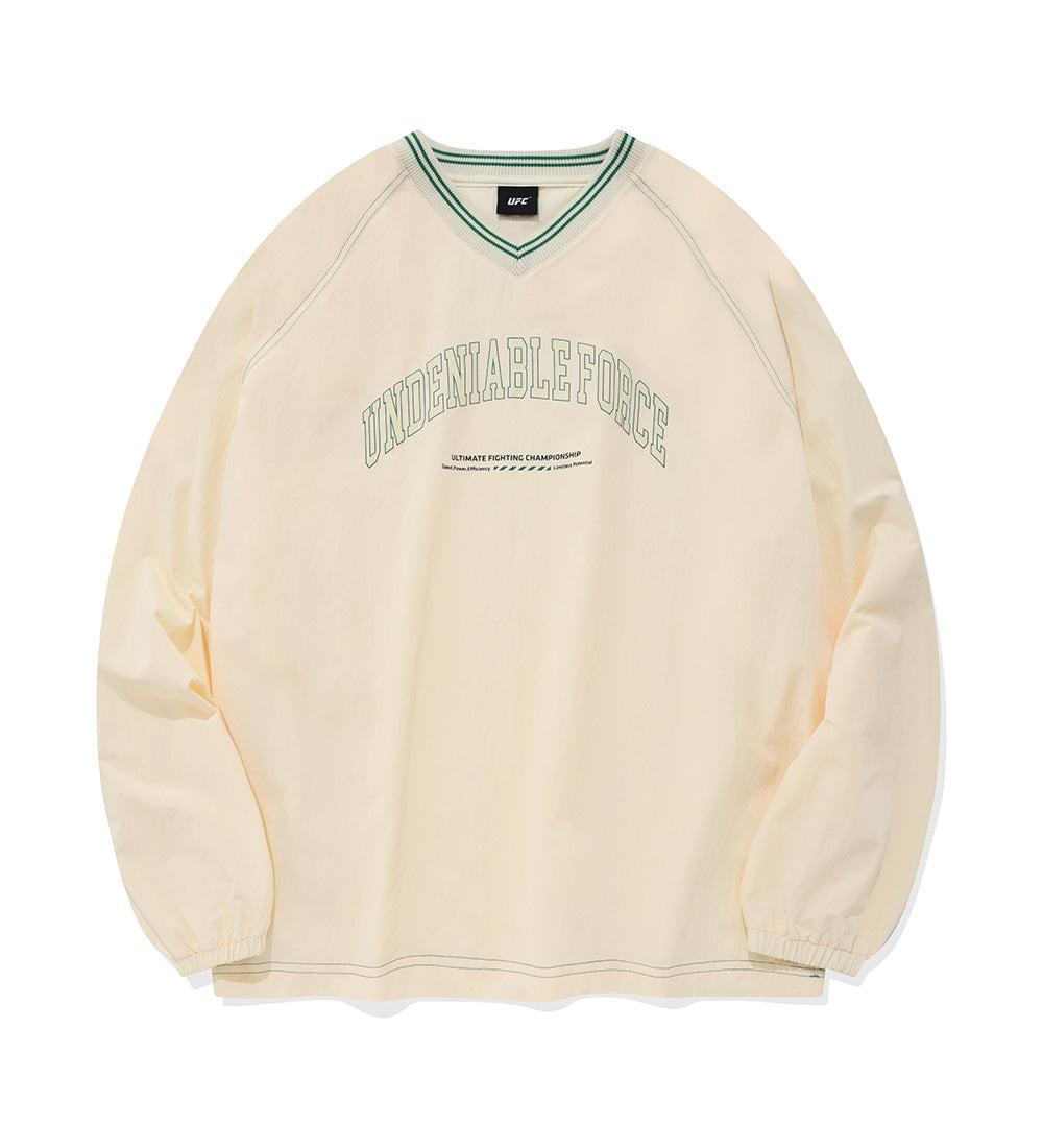 UFC Arch Logo Relaxed-Fit Woven V-Neck Sweatshirt