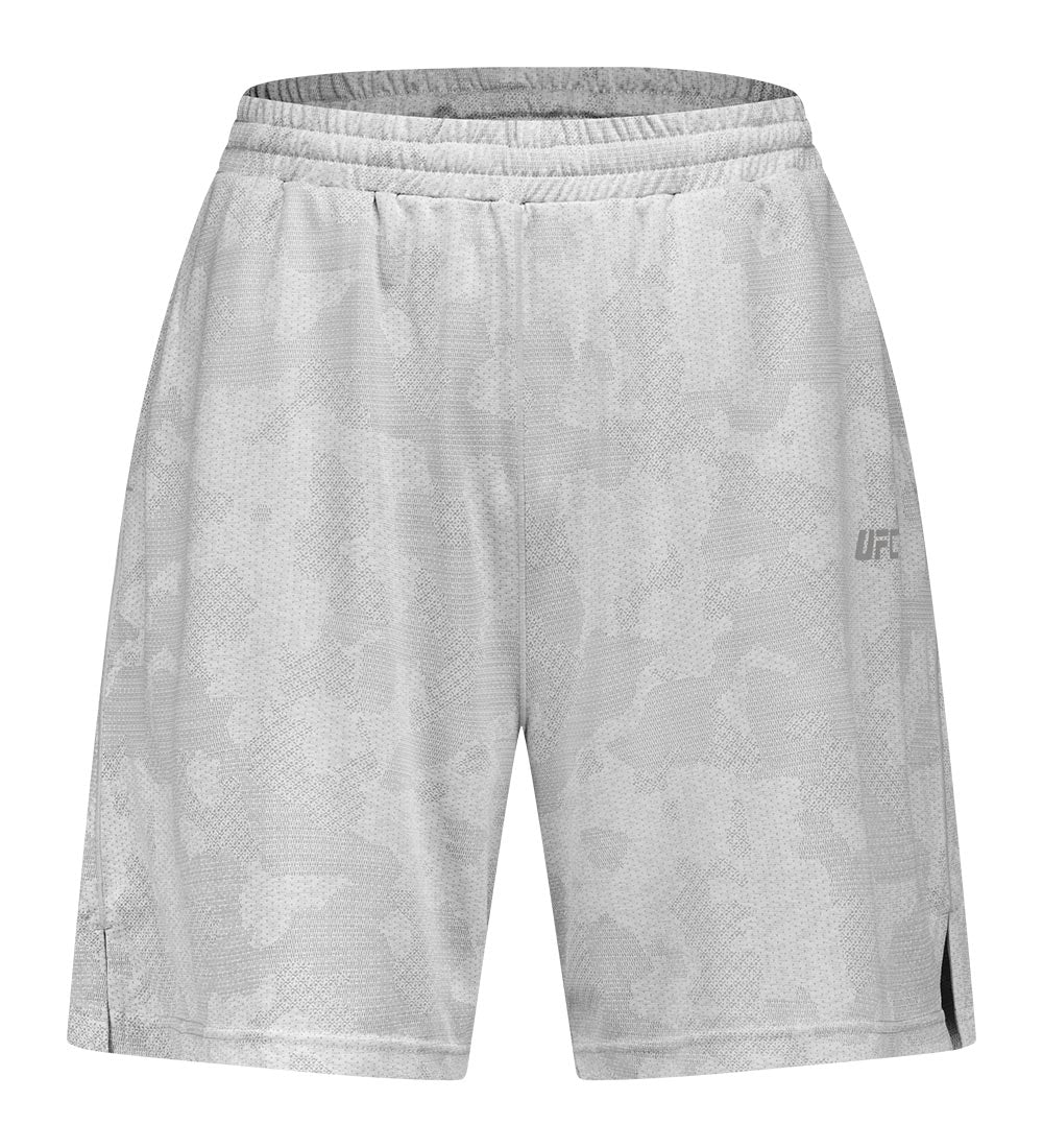 UFC shorts with a camouflage print, loose fit, 7 inches, light gray