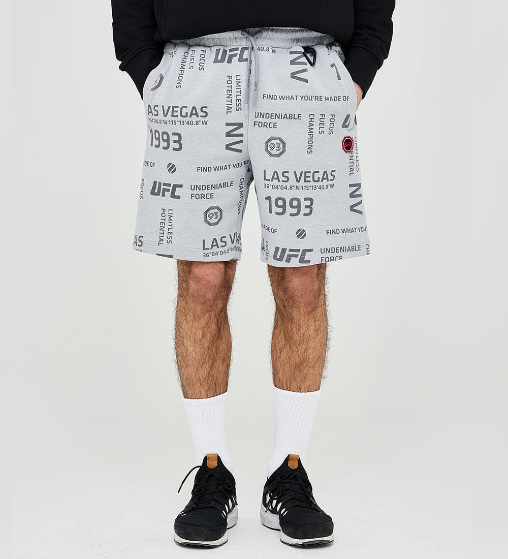 UFC Lettering Pattern Shorts, Melange Gray