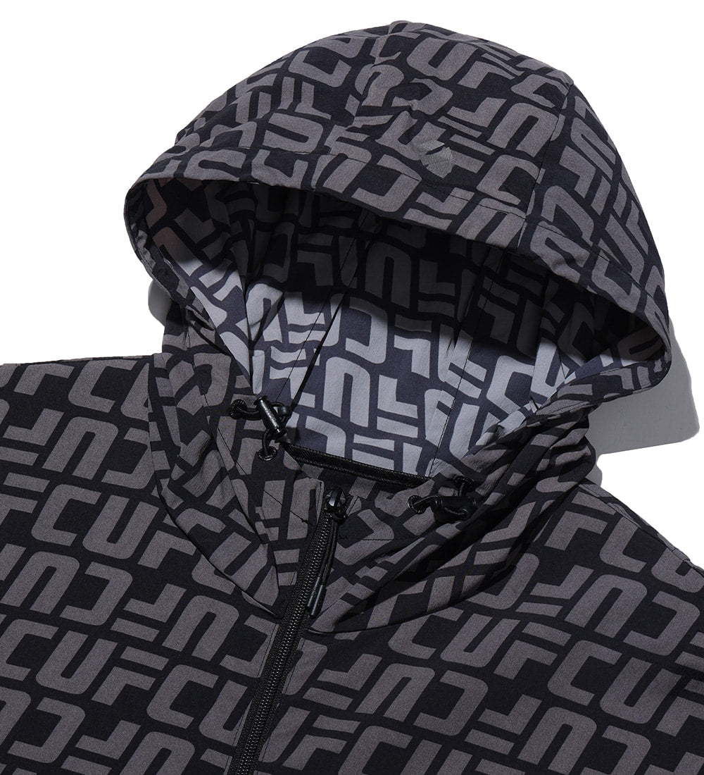 UFC Logo All-Over Monogram Regular-Fit Windbreaker Jacket, Black