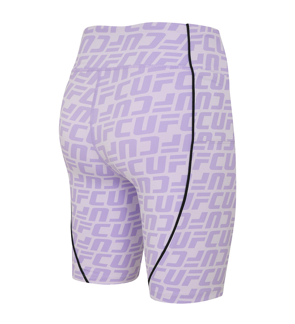 UFC biker shorts with monogrammed logo, slim fit, light purple