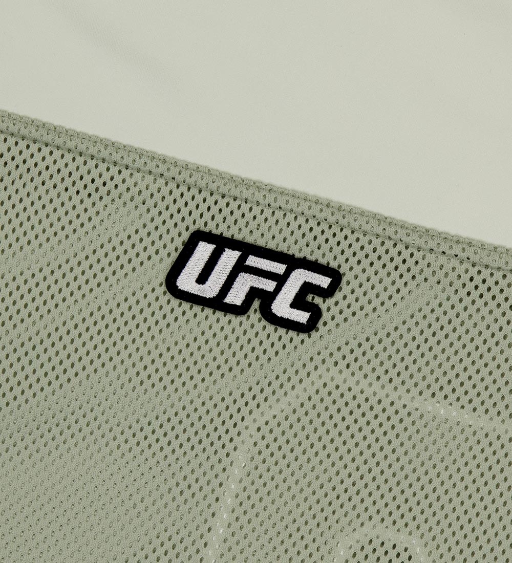 UFC soccer jersey-style T-shirt, oversized fit, short sleeves, light olive