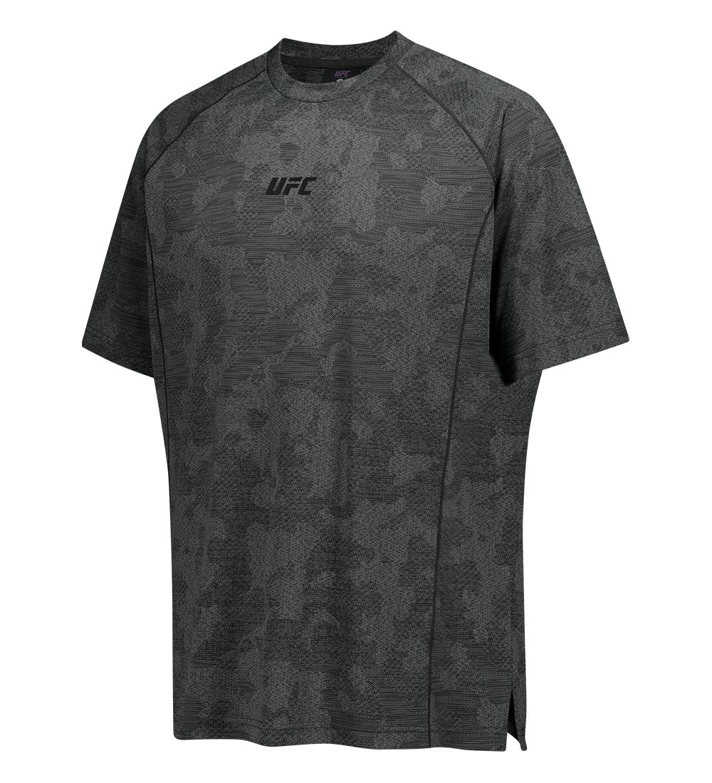 UFC T-shirt with camouflage print, loose fit, short sleeves, charcoal gray