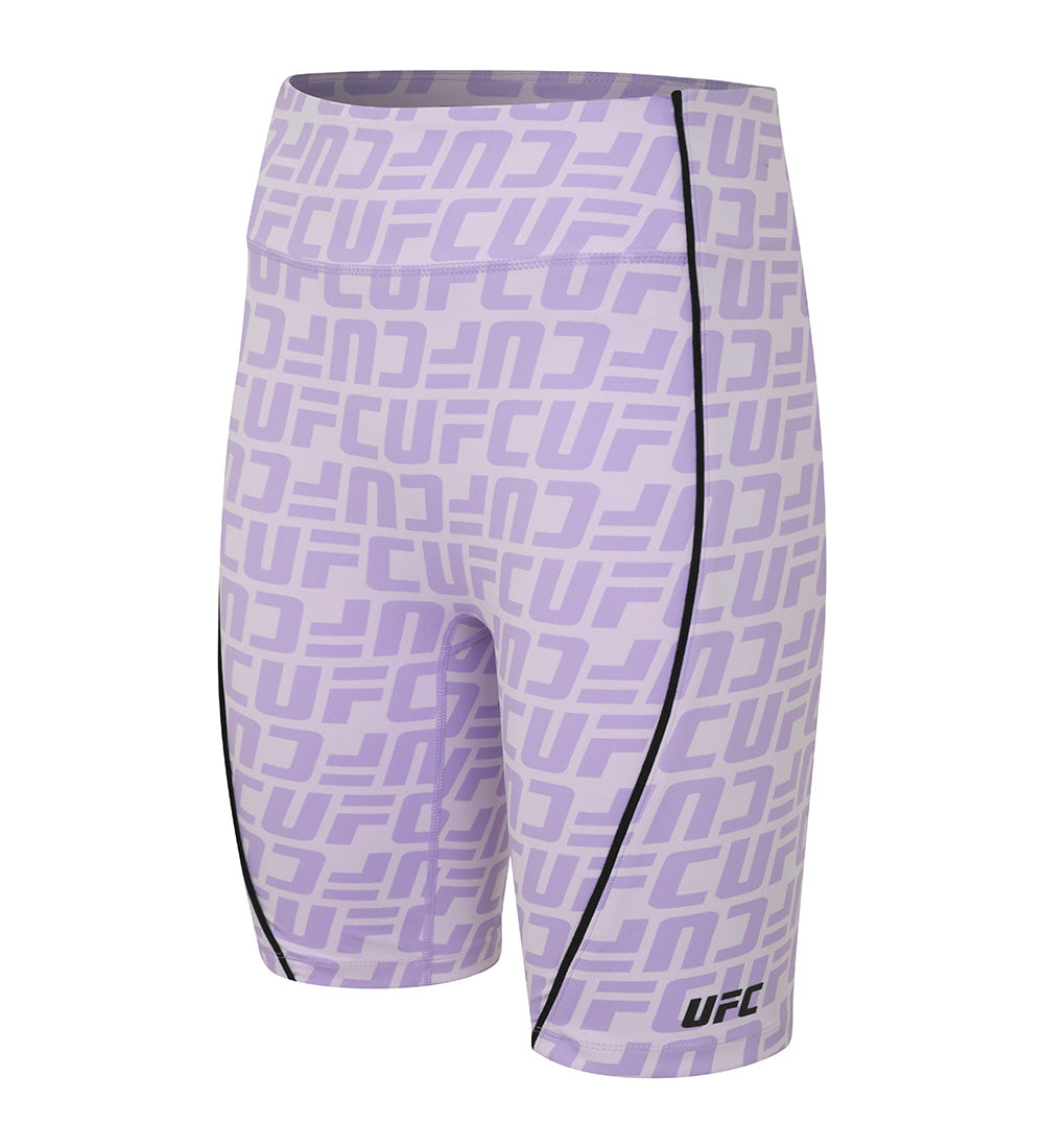UFC biker shorts with monogrammed logo, slim fit, light purple