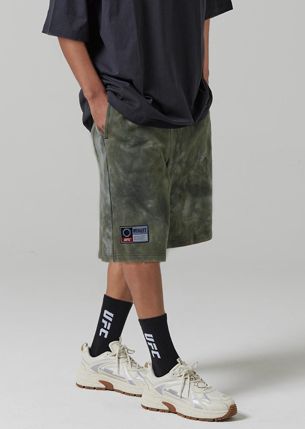 UFC Gymwear Shorts with a Dyed-In Effect, Khaki