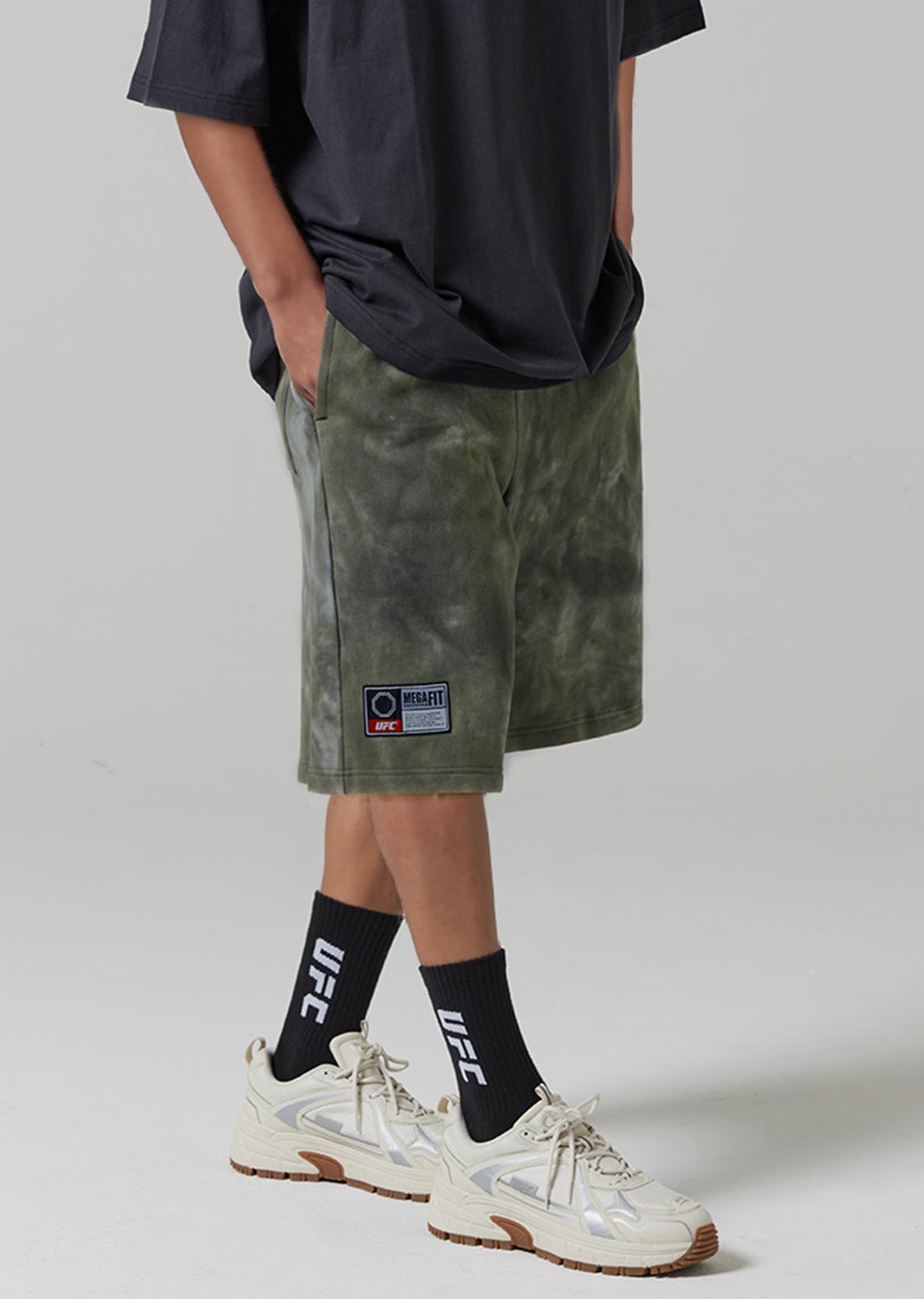 UFC Gymwear Shorts with a Dyed-In Effect, Khaki