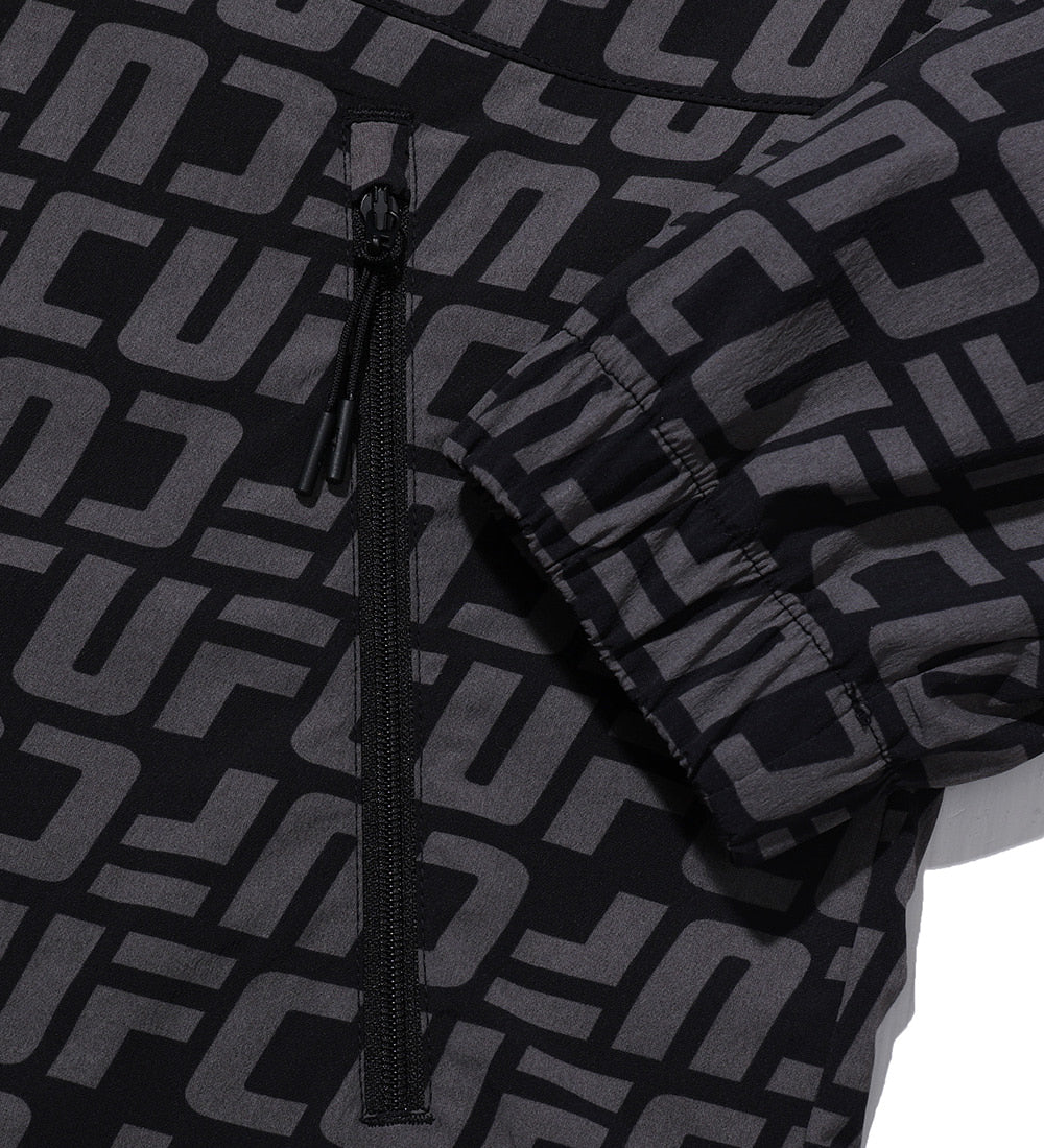 UFC Logo All-Over Monogram Regular-Fit Windbreaker Jacket, Black