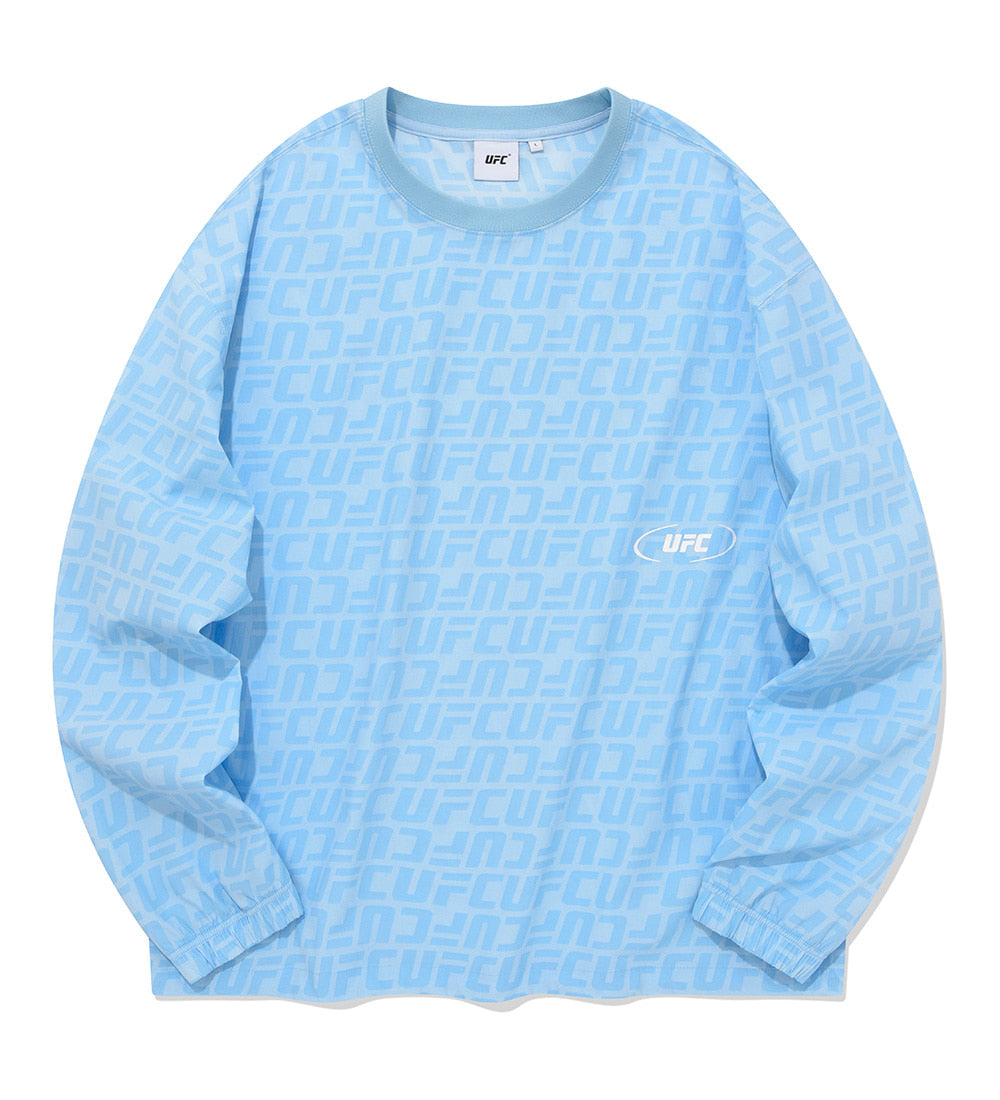 UFC Logo Monogram Relaxed-Fit Woven Sweatshirt, Sky Blue