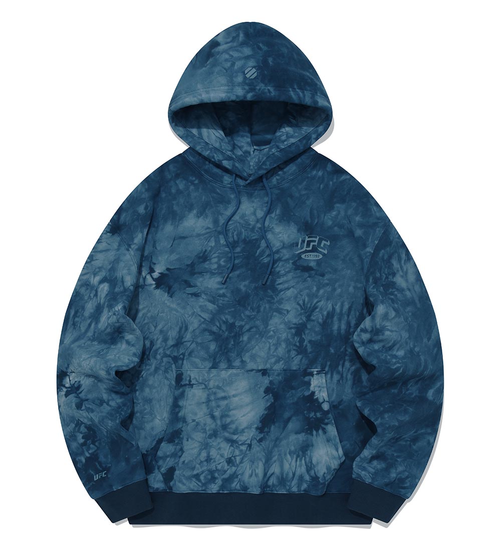 UFC Arch Logo Relaxed-Fit Dyed Hoodie, Dark Blue