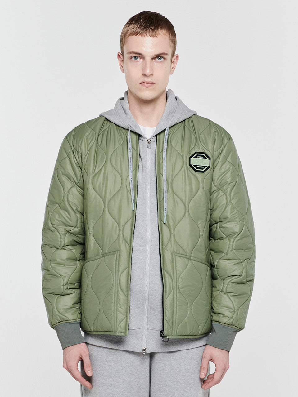 UFC Wave Regular Fit Quilted Jacket, Khaki