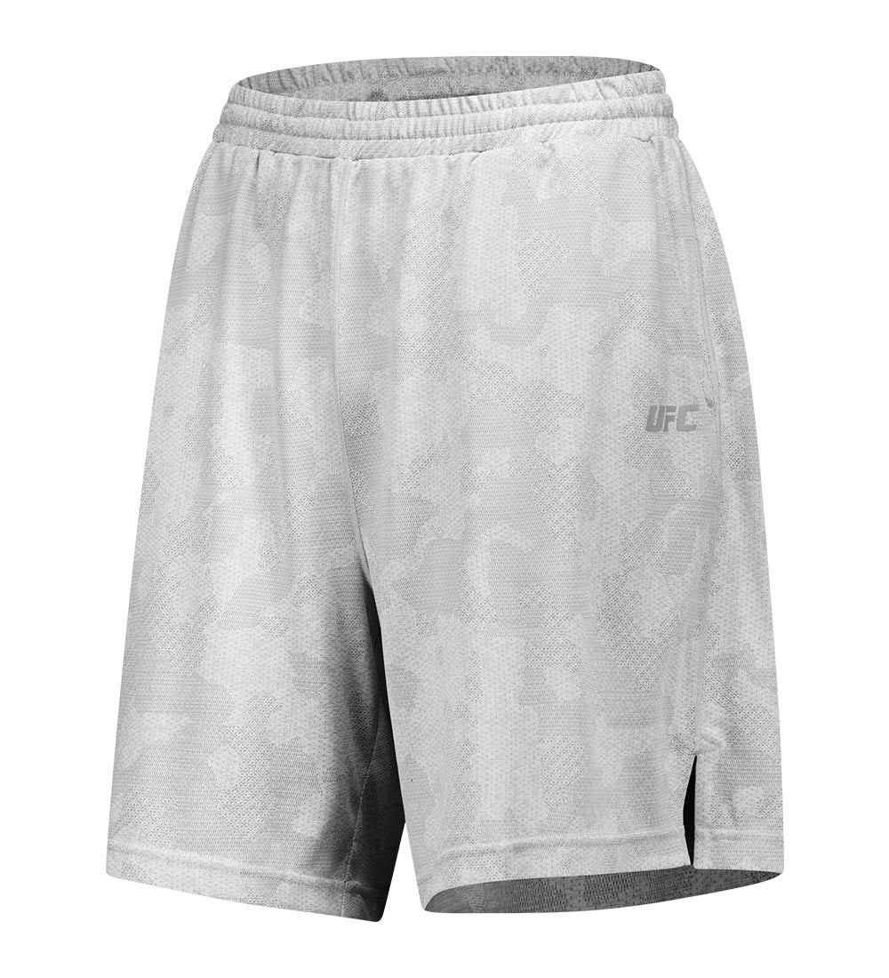 UFC shorts with a camouflage print, loose fit, 7 inches, light gray