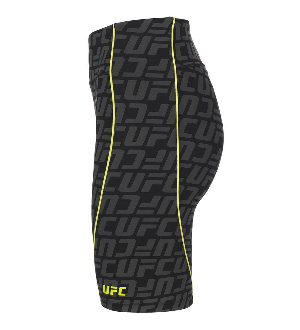 UFC biker shorts with monogrammed logo, slim fit, black