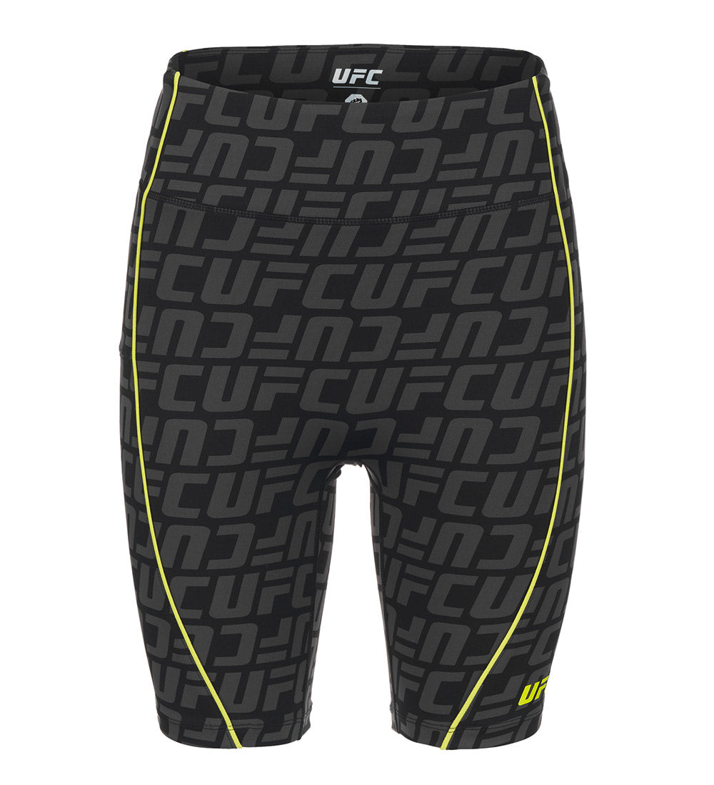 UFC biker shorts with monogrammed logo, slim fit, black