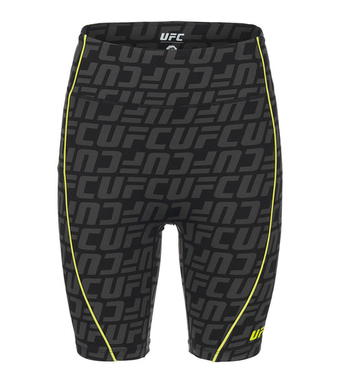 UFC biker shorts with monogrammed logo, slim fit, black