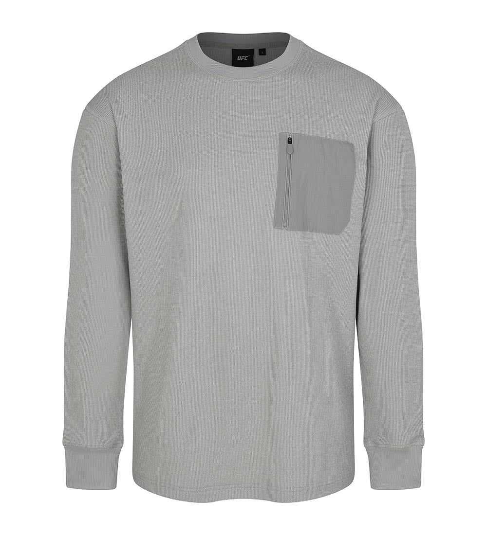 UFC Challenger Relaxed Fit Waffle Long-Sleeve T-Shirt, Melange Gray