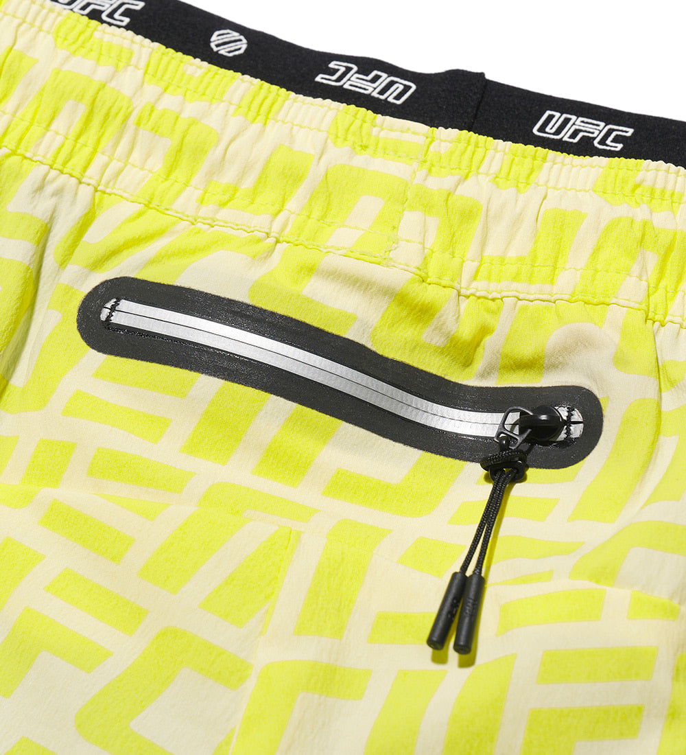 UFC Logo Monogram Relaxed-Fit Hybrid Shorts (W) Neon Yellow