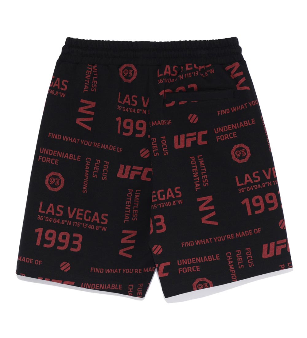 UFC Lettering Pattern Shorts, Black
