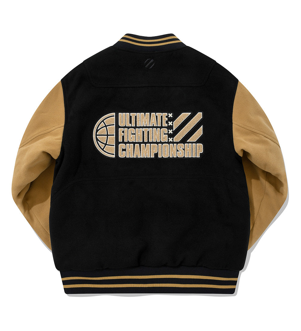 UFC Crew Relaxed Fit Wool Varsity Jacket, Black