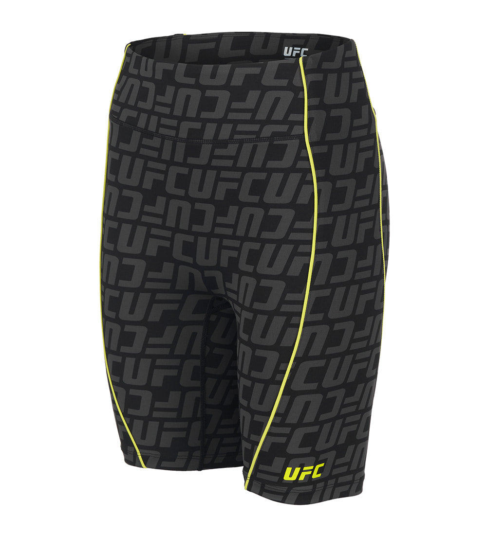 UFC biker shorts with monogrammed logo, slim fit, black
