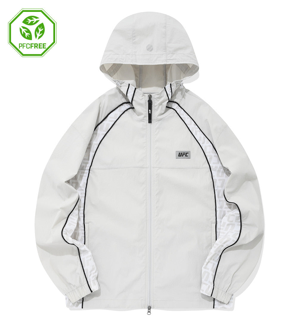 UFC Logo Monogram Relaxed-Fit Windbreaker Jacket, Light Gray