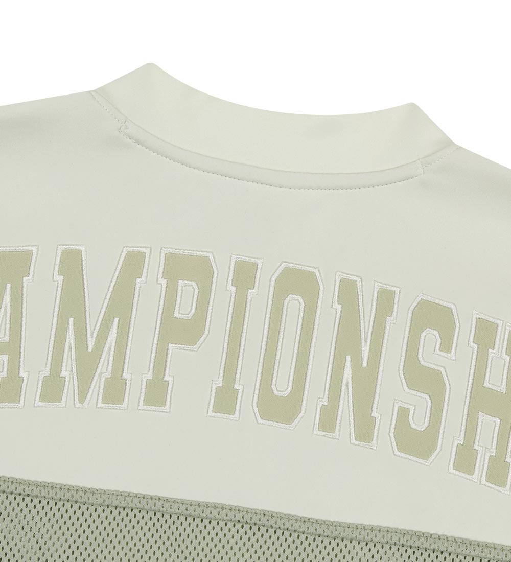 UFC soccer jersey-style T-shirt, oversized fit, short sleeves, light olive