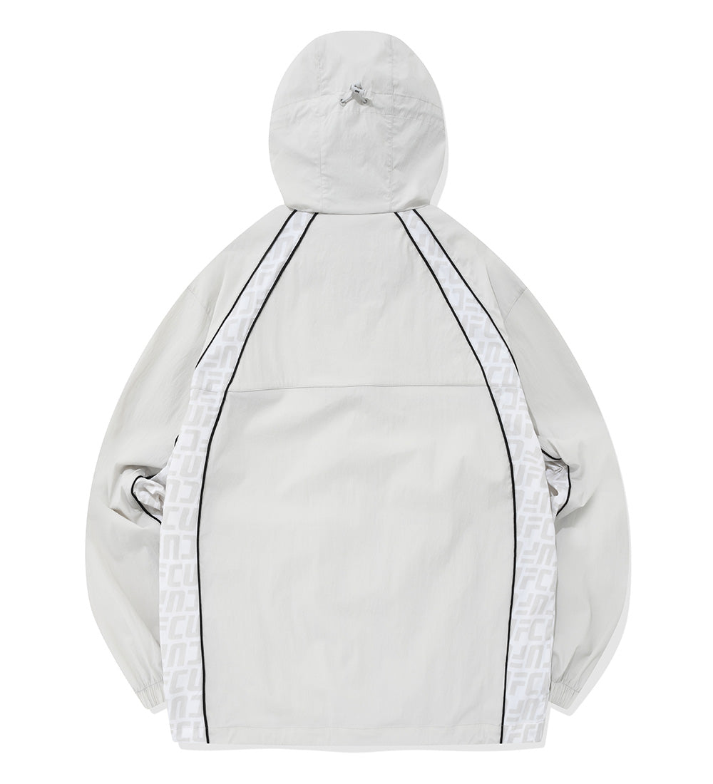 UFC Logo Monogram Relaxed-Fit Windbreaker Jacket, Light Gray