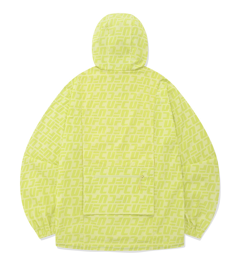 UFC Logo All-Over Monogram Regular-Fit Windbreaker Jacket, Neon Yellow