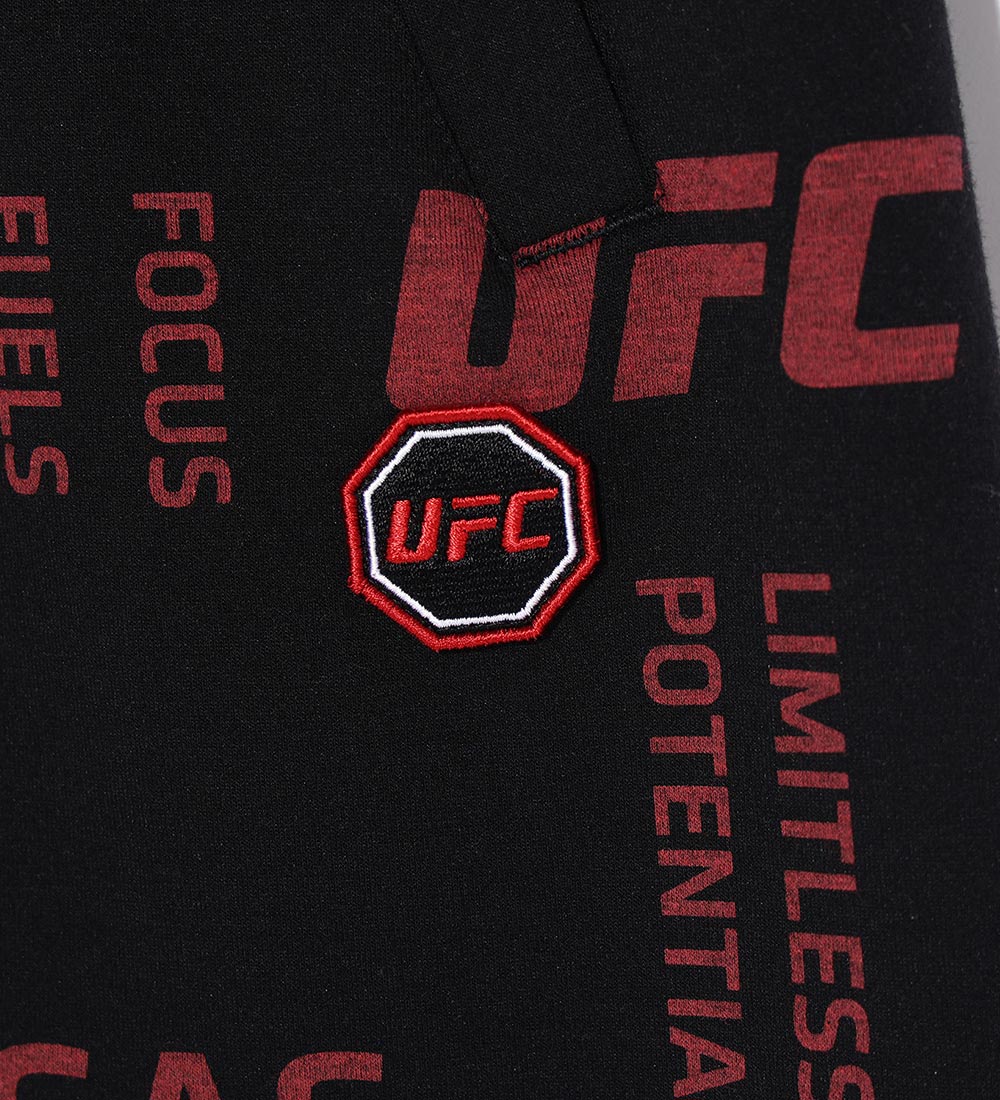 UFC Lettering Pattern Shorts, Black