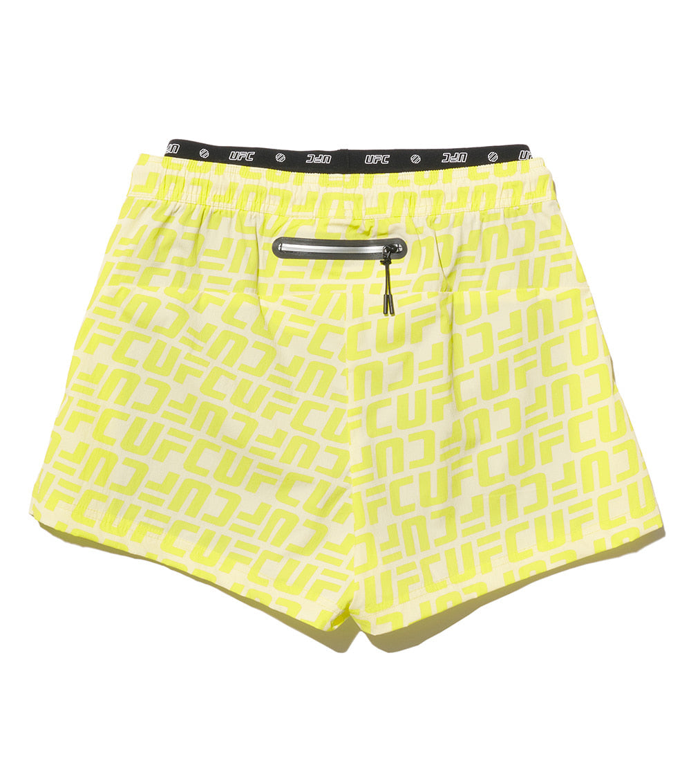 UFC Logo Monogram Relaxed-Fit Hybrid Shorts (W) Neon Yellow