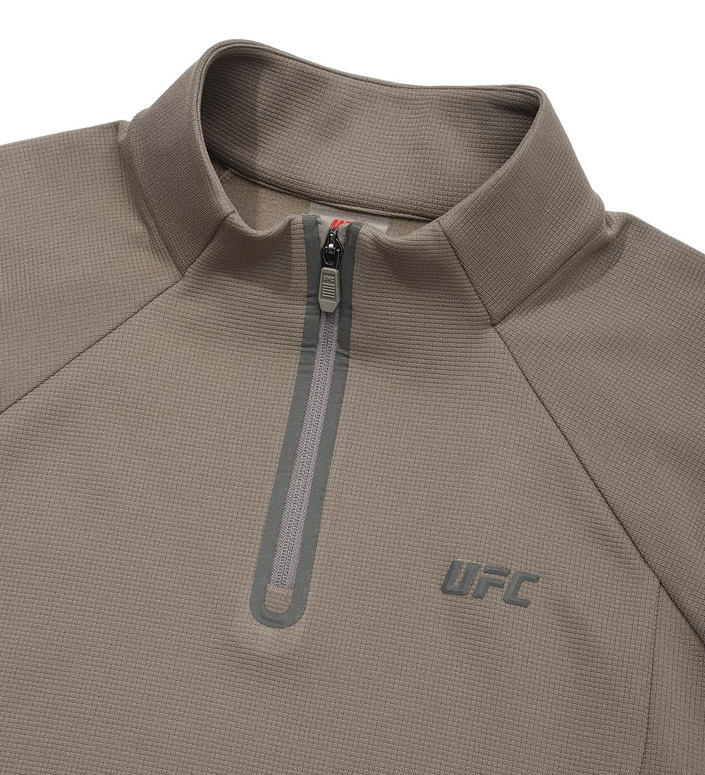 سويت شيرت UFC Challenger بقصة مريحة ونصف سحاب، لون كاكي رمادي
