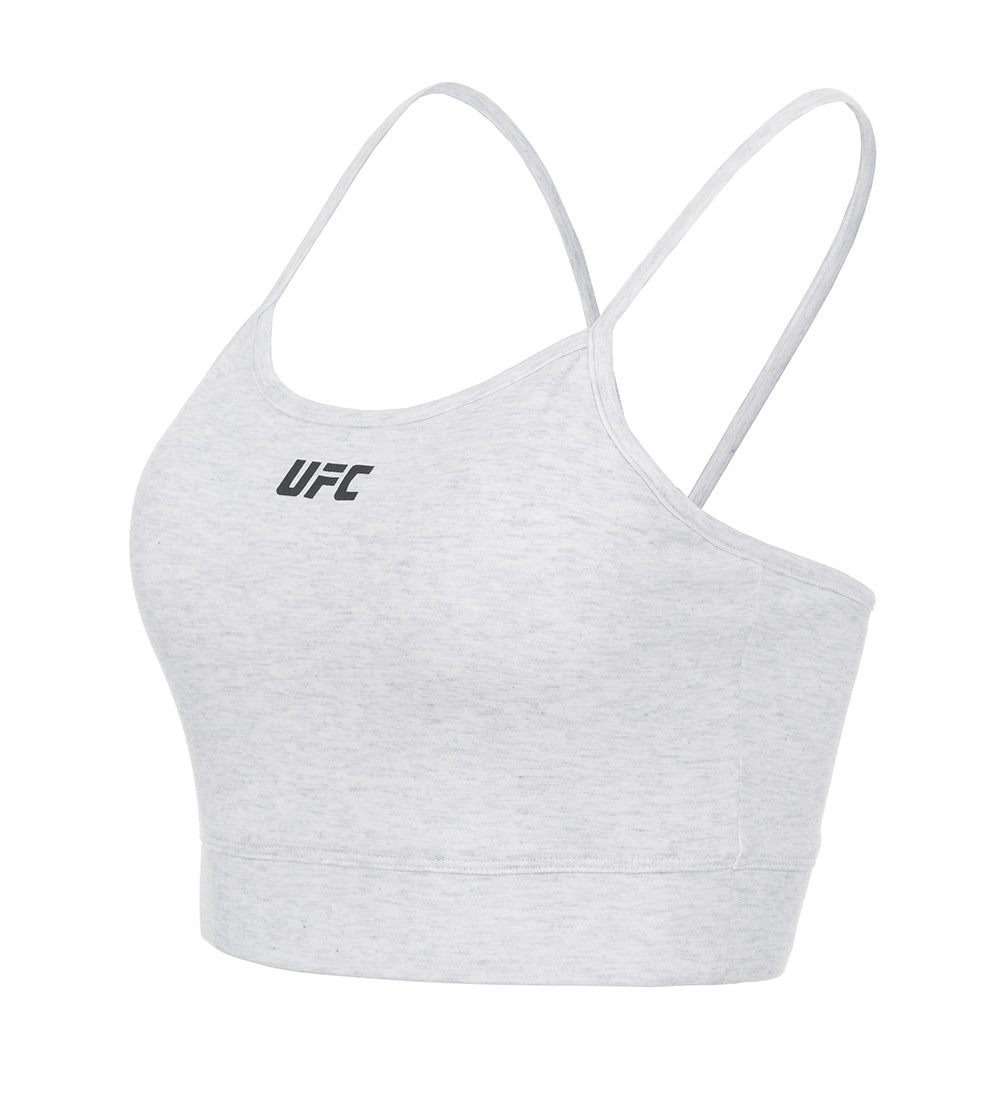 UFC Basic Cropped Sleeveless Top, White and Gray