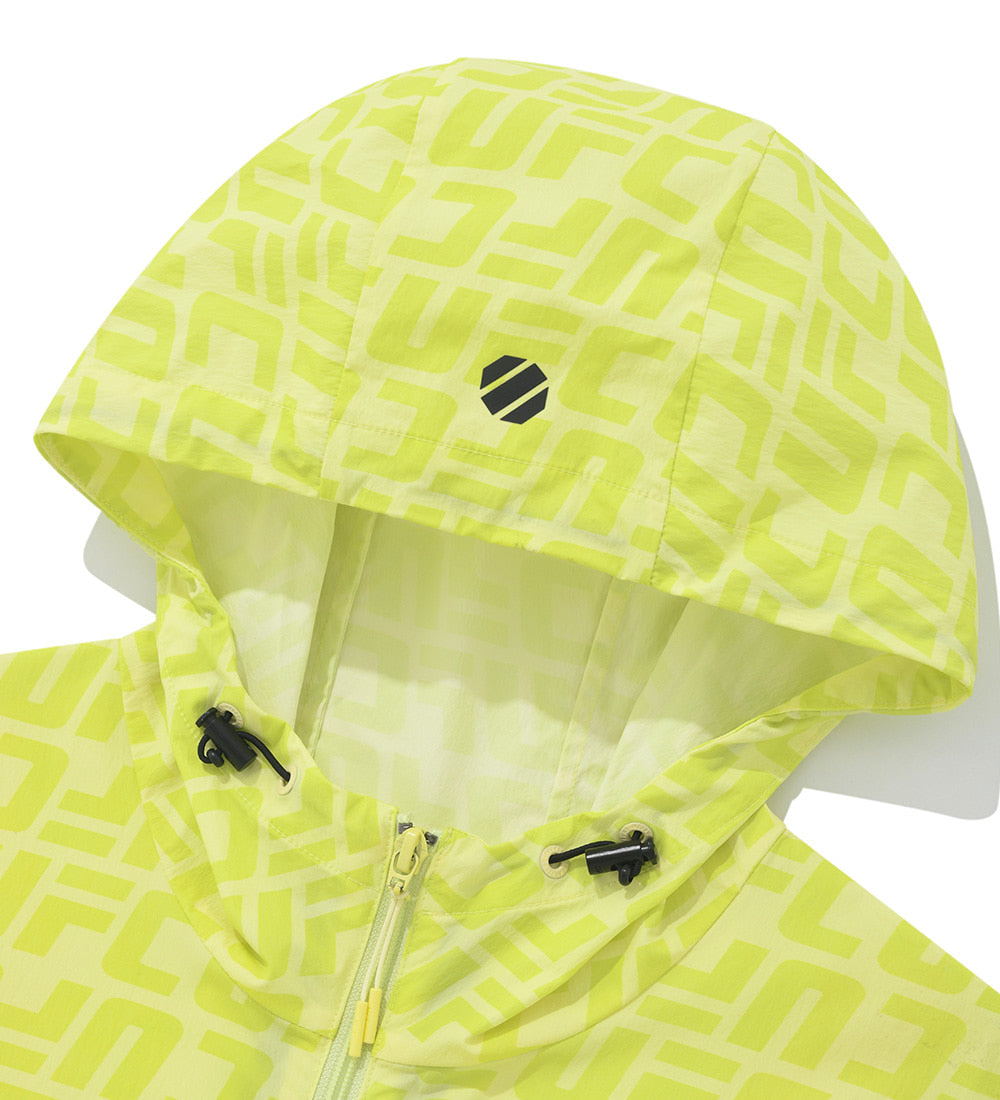 UFC Logo All-Over Monogram Regular-Fit Windbreaker Jacket, Neon Yellow