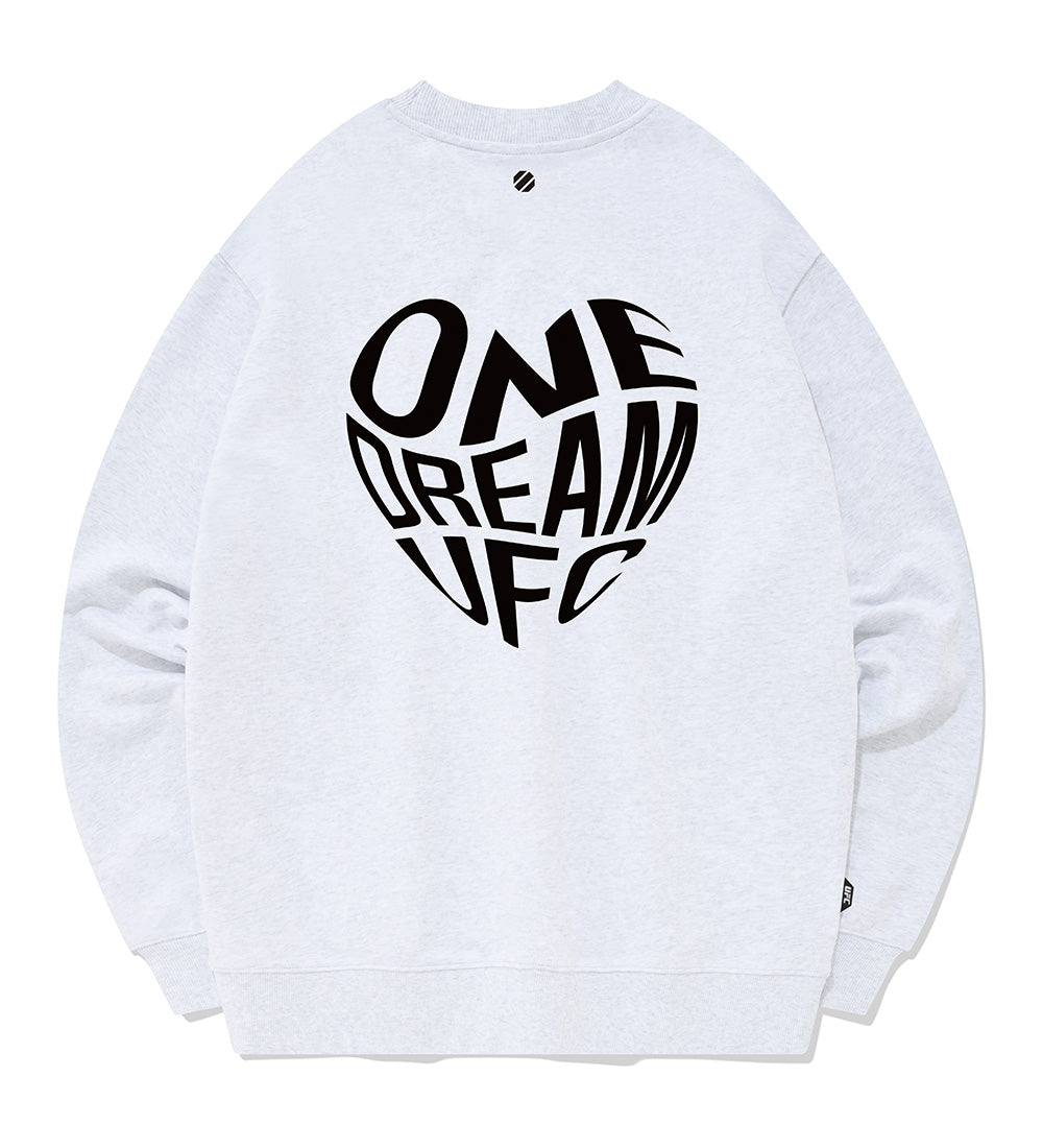UFC Heart Relax Fit Crewneck Sweatshirt, White/Gray
