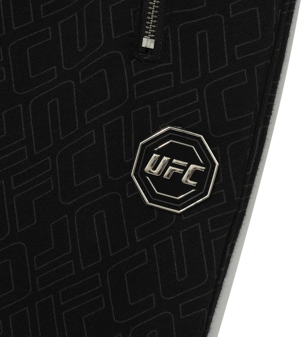 بنطلون رياضي بقصة مريحة منقوش بشعار UFC Line، لون أسود