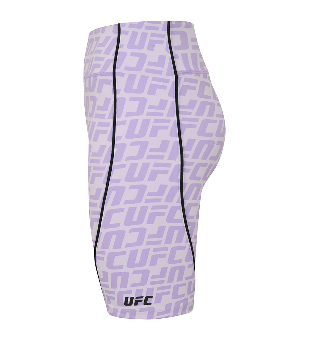 UFC biker shorts with monogrammed logo, slim fit, light purple