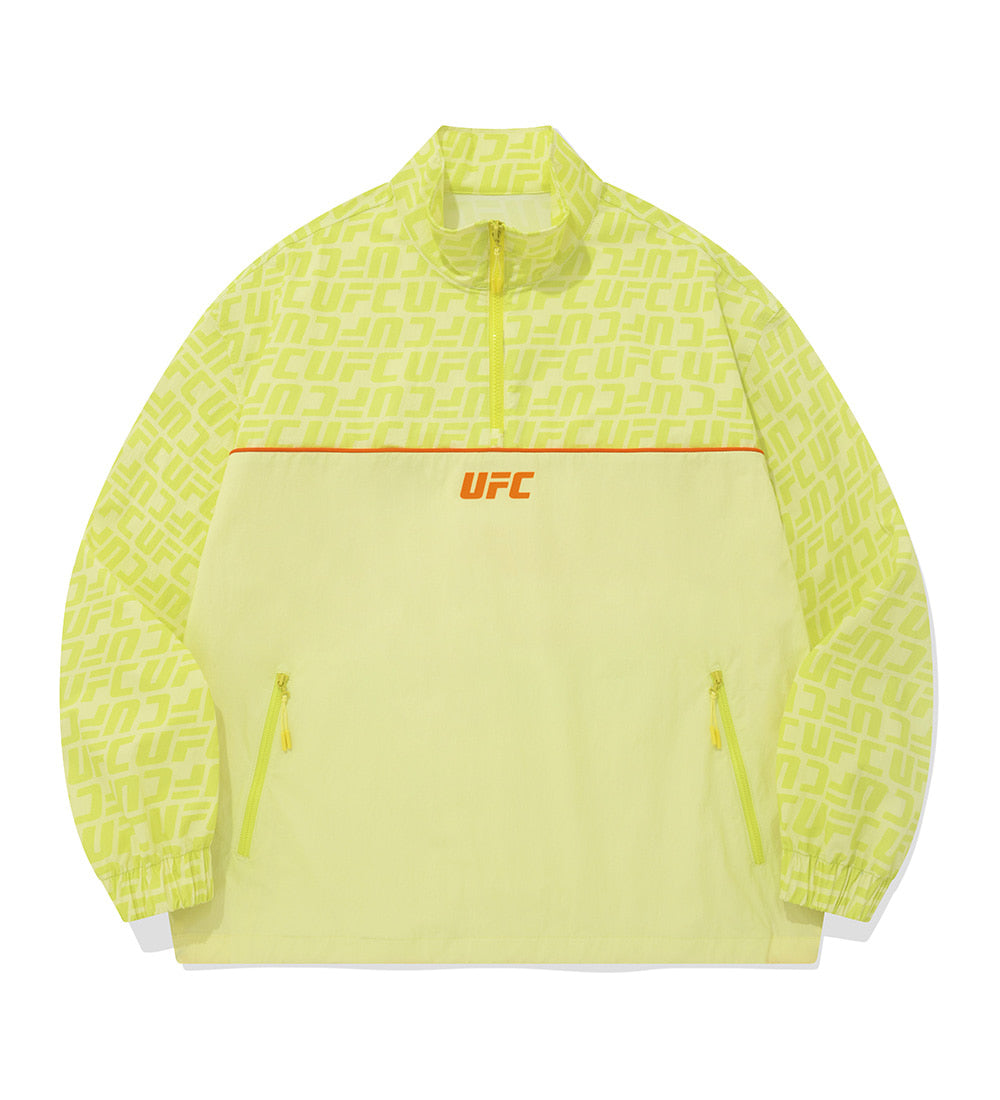 UFC Logo Monogram Oversized Anorak Jacket, Neon Yellow