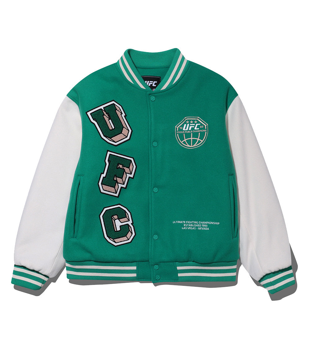 UFC Crew Relaxed-Fit Wool Varsity Jacket, Green