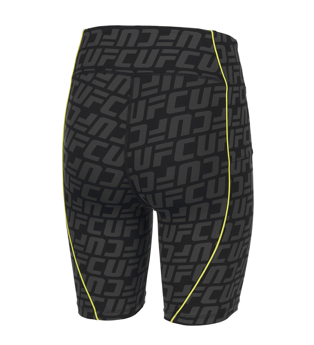 UFC biker shorts with monogrammed logo, slim fit, black