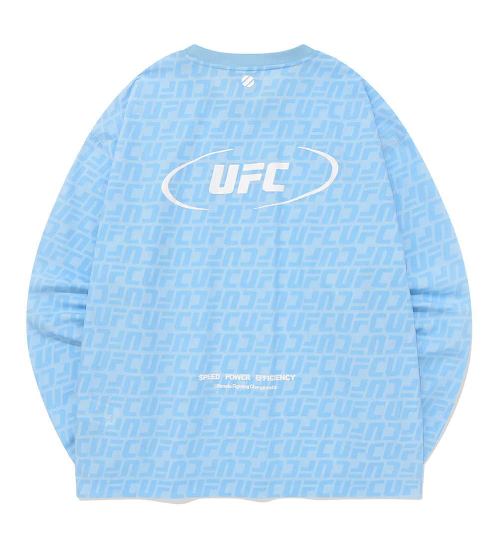 UFC Logo Monogram Relaxed-Fit Woven Sweatshirt, Sky Blue