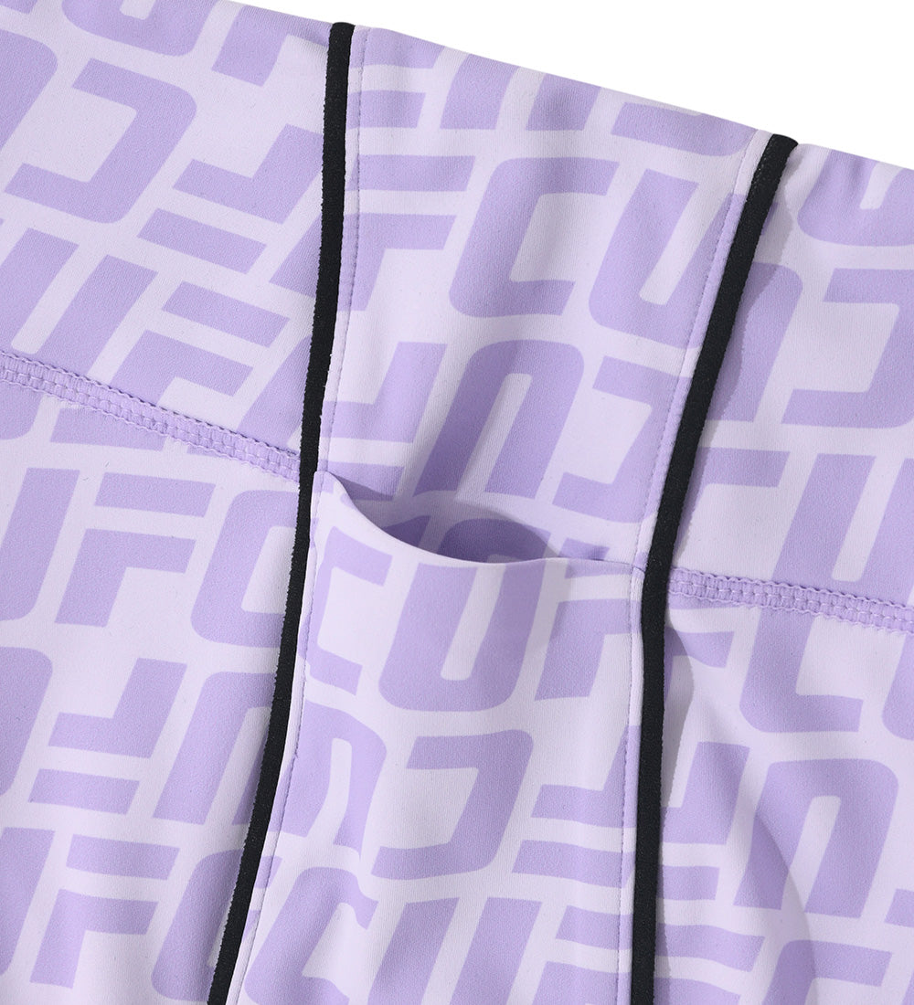 UFC biker shorts with monogrammed logo, slim fit, light purple