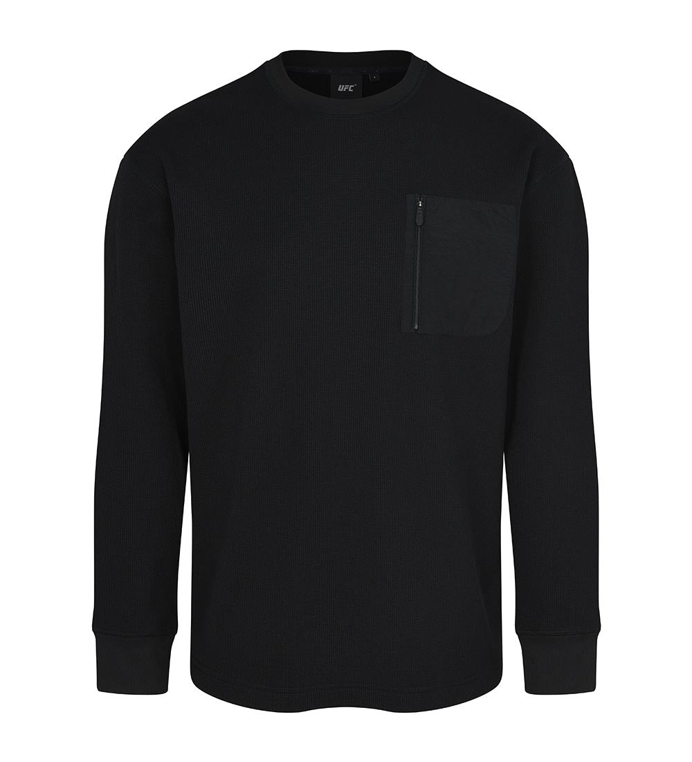 UFC Challenger Relaxed Fit Waffle Long-Sleeve T-Shirt, Black