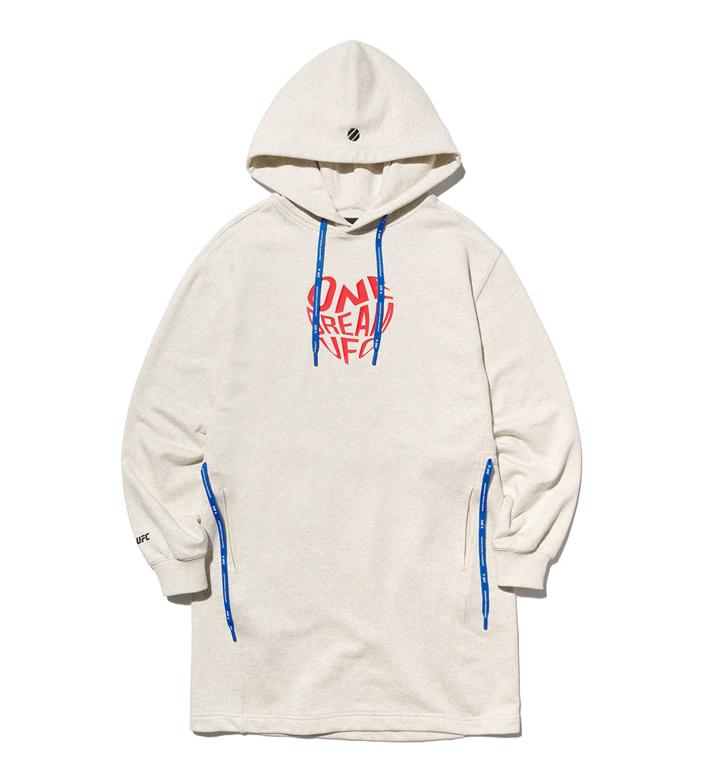 UFC Heart Oversized Hooded One-Piece, White/Gray