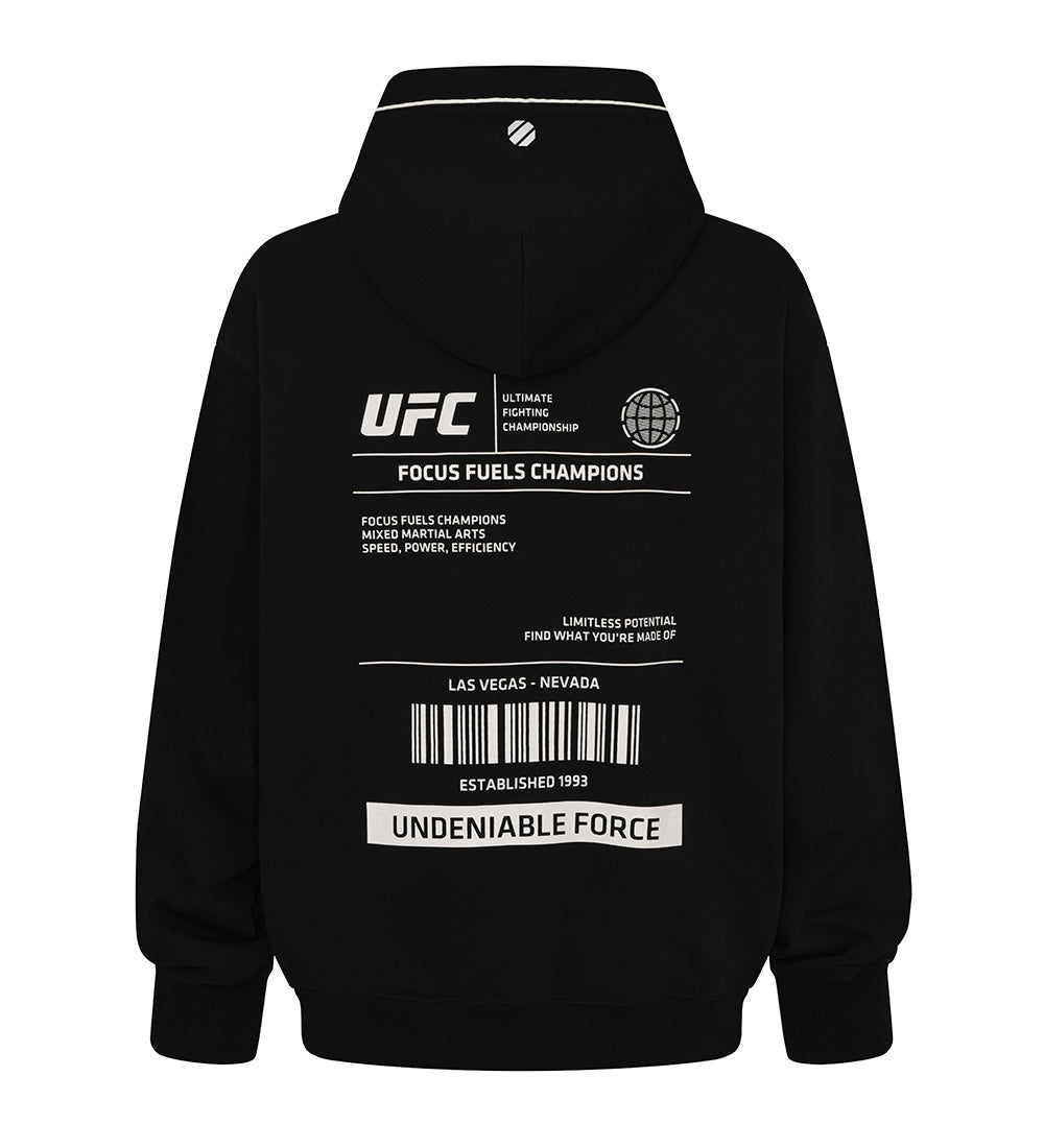UFC Label Big Logo Relaxed-Fit Hoodie, Black