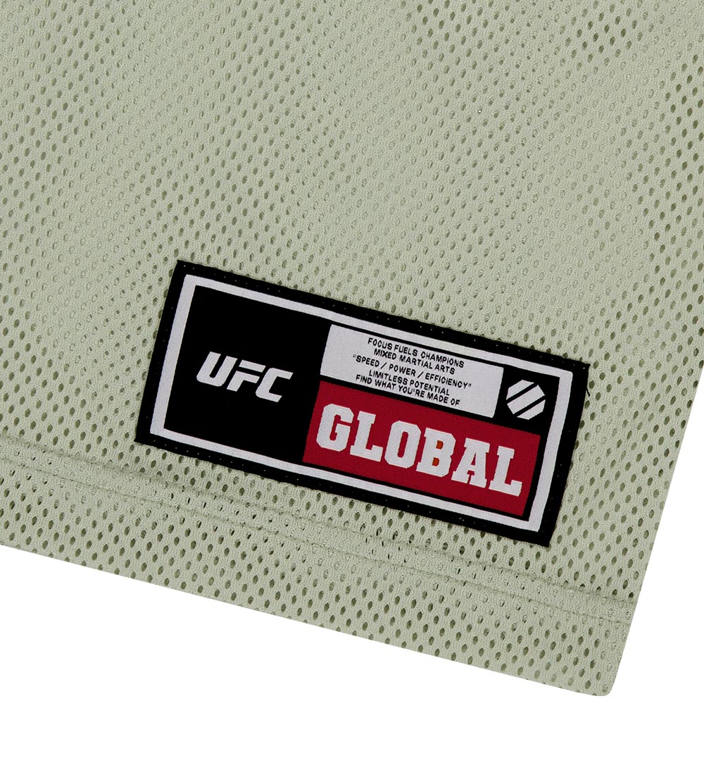 UFC soccer jersey-style T-shirt, oversized fit, short sleeves, light olive