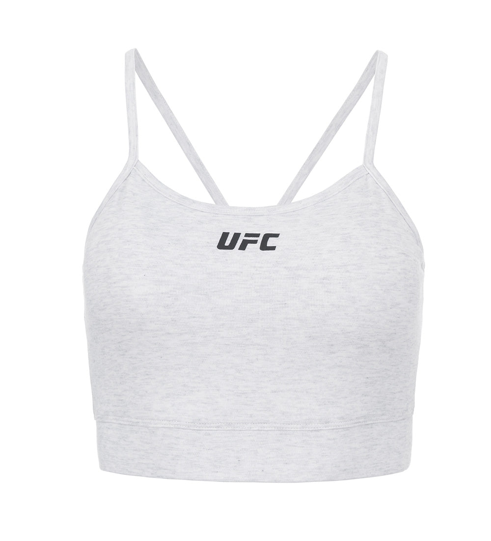 UFC Basic Cropped Sleeveless Top, White and Gray