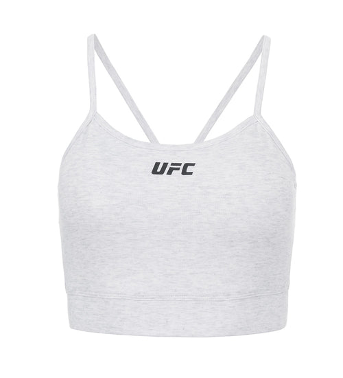UFC Basic Cropped Sleeveless Top, White and Gray