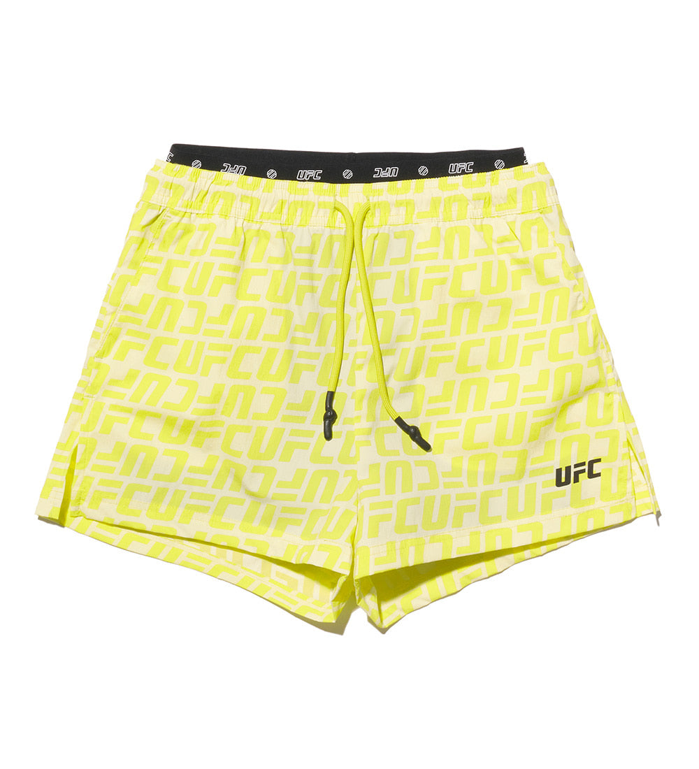 UFC Logo Monogram Relaxed-Fit Hybrid Shorts (W) Neon Yellow